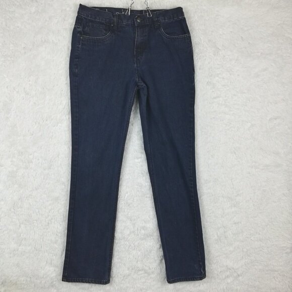 Calvin Klein Womens Jeans Straight Leg Blue Denim Dark Wash Mid‎ Rise 20 - Picture 1 of 12